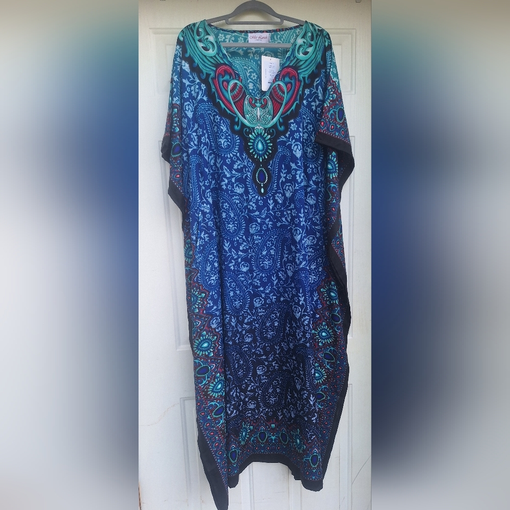 NWT Miss Lavish London Blue and Teal Kaftan Size Small